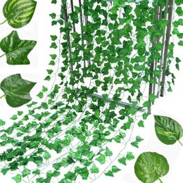 Decorative Flowers Artificial Plants Home Decor Green Silk Hanging Vines Fake Leaf Garland Leaves Diy For Wedding Party Room Garden