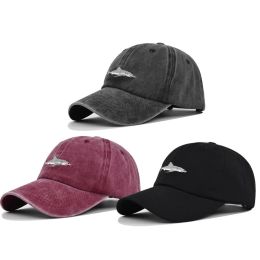 Embroidered Animal Shark Promotional Baseball Cap Denim Style Distressed Hats for Women Men Casual Baseball Hat Casquette Gorras