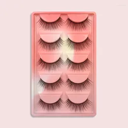 False Eyelashes 5 Pairs Of Slim Thick Artificial Black Stem Color Base Support