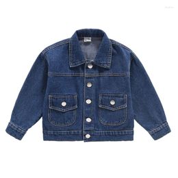 Jackets Spring Autumn Kids Casual Jacket Girls Solid Denim Jeans Coats Little Boys Outerwear Children Costume 12M-6Y