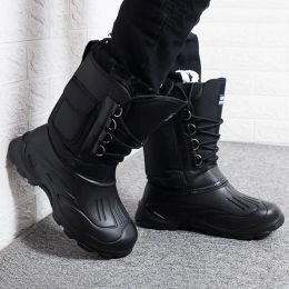 Waterproof Men Winter Boots 2023 Non-slip Men Snow Boots Platform Shoes Men Boots Army Short Plush Men Winter Shoes Plus Size 46