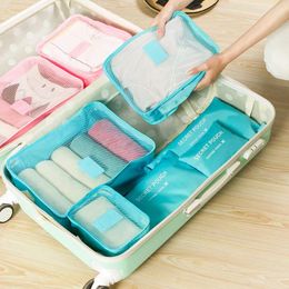 Storage Bags 6 PCS Travel Bag Set For Clothes Tidy Organiser Wardrobe Suitcase Pouch Case Shoes Packing Cube