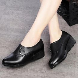 Casual Shoes 2024 Fashion Sli-on Loafers Woman Ballet Grandma Black Leather Platform Women Spring