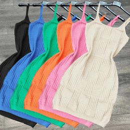 Party Dresses Sweater Knitted Mini Dress Women Quality Sexy Bodycon Sleeveless Romper 2024 Summer Streetwear Bulk Wholesale