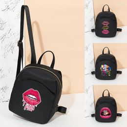 Backpack Mini Crossbody Bag For Teenage Girl Women Shoulder Mouth Print Phone Purse Korean Style Trendy Female 2024 Rucksack
