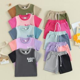 Clothing Sets FOCUSNORM 2pcs Infnat Baby Boys Girls Summer Clothes 0-3Y Color Patchwork Short Sleeve Letter Print Tops And Pocket Shorts