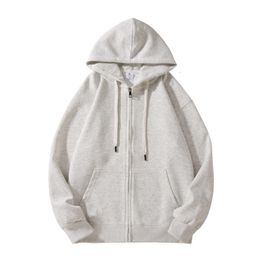 Solid Colour casual hooded cardigan hoodie for men and women, spring new couple's loose sports zipper jacket
