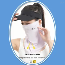 Berets Women's Sun Protection Mask Summer Anti-UV Breathable Towel Veil Ear Hanging Silk Full Face Sunshade Cycling S7O3