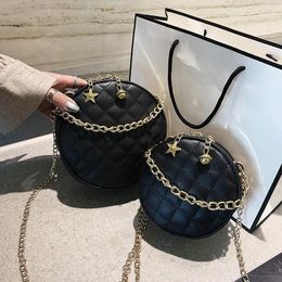 Shoulder Bags Women's Bag Chain Circular Round Black Western Style Versatile High Quality Crossbody Messenger For Women