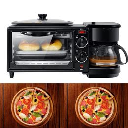 Commercial Household Electric 3 in 1 Breakfast Making Machine Multifunction Mini Drip Coffee Maker Bread Pizza Vven Frying pan Toaster 2710