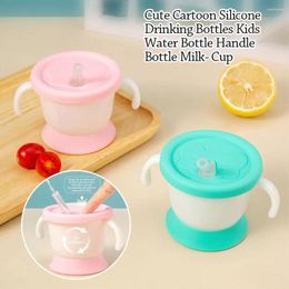 Water Bottles Cute Cartoon Silicone Drinking Kids Bottle Handle Milk- Cup