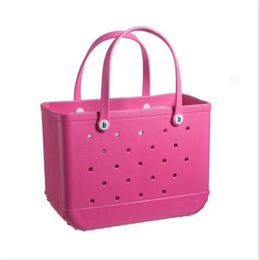 Jelly Candy Silicone Beach Washable Basket Bags Large Shopping Woman Eva Waterproof Tote Bogg Bag Purse Eco 2978