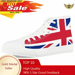 Casual Shoes Christmas High Top American/England Flag Print Men Flat Classic Jamaica/Haiti Canvas