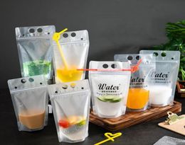 UPS Water Bottles Plastic Drink Pouches Bags with Straws Reclosable Zipper NonToxic Disposable Drinking Container Party Tableware9426501