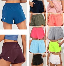 Fashion yoga LL womens designers womens yoga Shorts Fit Zipper Pocket High Rise Quick Dry lemon Womens Train Short Loose Style Breathable gym Motion current