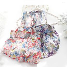 Dog Apparel Pet Clothes Floral Suspender Dress For Dogs Clothing Cat Small Flower Print Cute Thin Spring Summer Girl Products 2024