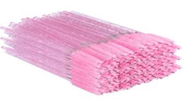 300Pcs Shiny Pink Disposable Micro Eyelash Brushes Crystal Mascara Wands Applicator Eyebrow Comb Eyelash Brushes Makeup Tool Kit5946851