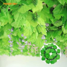 Decorative Flowers Artificial Green Plants Hanging Ivy Leaves Radish Seaweed Grape Fake Vine Home Garden Wall Party Decoration