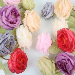 Decorative Flowers 2pcs Fabric Peony Artificial Flower Branch Wedding Party Decoration Stage Setting Layout Flores Bouquet Silk Wreath