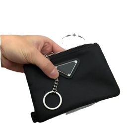 Fashion Accessories designer key chain Nylon Canvas pouch Men Women Mini Wallets Keychains Black Zip pocket purse Lover Keychains Card 2425