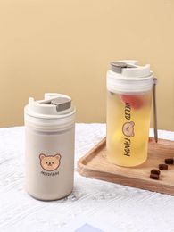 Coffee Pots WORTHBUY Plastic Cup With Lid Reusable Mugs Transparent Tumbler Adult Student Portable Leak Proof Water Bottle