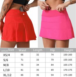 LL-88207 WOMENS YOGA OUTFITS HIGH WANNIS GONNE TENNIS ESERIZIO GIFLE ALLE GIONNA PIENA GUAGINE ABIRESTRI SHITTHETS ESSERE RAGAZZE RAGCHI ALLE PANTANI ELASTICI SPORTI