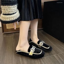 Casual Shoes Suede Flats Loafers Women Crystal Walking Fashion Office Spring 2024 Designer Ladies Zapatos