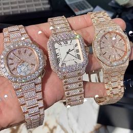 Factory Custom Watch Luxury VVS Moissanite Diamond Watch 925 Silver Hiphop Full Iced Out Moissanite Watch