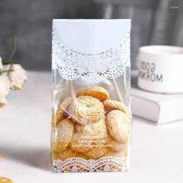 Gift Wrap White Lace Cookie Biscuit Bag Wedding Candy Cupcake Hand Made DIY Christmas Plastic Packaging Bags 50pcs/lot