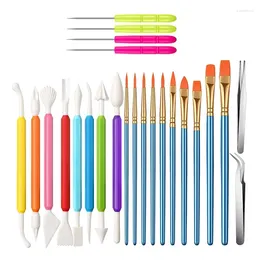 Baking Moulds 24 Pcs Cookie Decorating Kit Fondant Cake Tool Include Decoration Brushes Stir Needle Modeling Tweezer Po Col