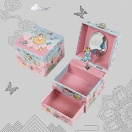 Decorative Figurines Wooden Ballerina Musical Box Birthday Gift Multifunctional Jewellery Container For Kids Cosmetic Organiser Girls