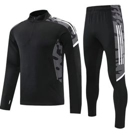 Customizable Mens Long Sleeved Standing Neck Football Training Suit Jersey with Half Zipper 240523
