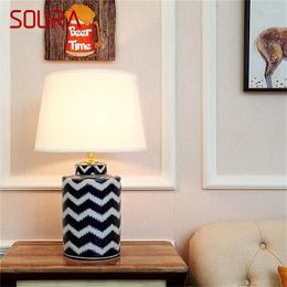 Table Lamps SOURA Ceramic Desk Light Dimmer Copper Luxury Fabric For Home Living Room Dining Bedroom Office
