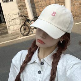 Ball Caps Korean Letter Baseball Cap For Women Men Solid Color Adjustable Snapback Hat Summer Soft Cotton Couple Peaked