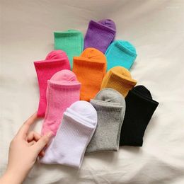 Women Socks Ladies Cotton Solid Colour Black White Sport For Gils Gift Calcetines Mujer Kawaii Harajuku Fashion Short