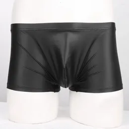 Underpants Faux Leather Boxershorts Mens Sexy Shorts U Convex Pouch Underwear Clubwear Matte Wet Look Boxer Brief