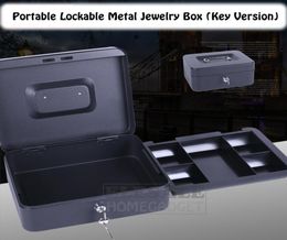 High Quality 6810quot Portable Jewelry Safe Box Cash Storage Box With 2 Keys And Tray Lockable Security Safe Box Durable Steel7510924