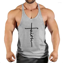 Men's Tank Tops Brand Gym Stringer Top Men Bodybuilding Clothing Cotton Sleeveless Shirt Man Fitness Vest Singlet Sportwear Workout Tanktop