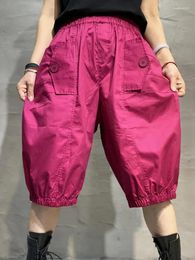Women's Pants ZOKI Summer Pure Cotton Women Knee Length Loose Casual Pockets High Waist Korean Oversize Bloomers Ladies Shorts