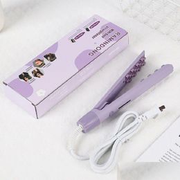 Hair Straighteners Fluffy Straightener Curling Iron 3D Grid Curler Splint Negative Ion Corrugated Crimper Ceramic Corn Perm Styling To Otujq