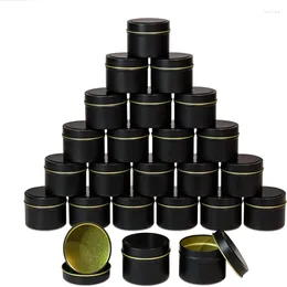 Bottles 8pcs 4oz Black Candle Tins Containers Jars For Making 6.5x4.6cm