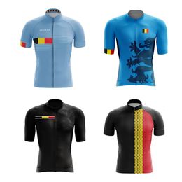 Retro Belgium Mens Cycling Jersey Set Short Sleeve Mountain Bicycle Racing Clothes 240523