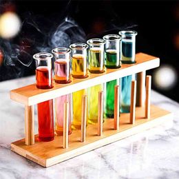 6 Piece Lot Test Tube Cocktail Glass Set With Free Rack Stand Bar KTV Night Club Home Party S Glasses Tipsy Holder Wine Cup 210827 2595