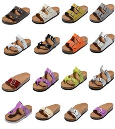 Стиль дизайна моды, мужчина, женщина, плоские сандалии, удобная повседневная двух пряжка с обуви летняя пляж подлинный кожаный тапочка un2096634