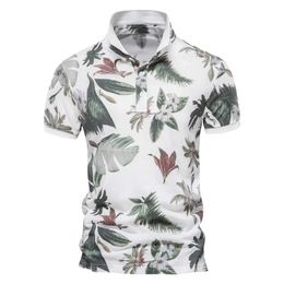 Men's T-Shirts AIOPESON 100% pure cotton Hawaiian style mens polo shirt short sleeved high-quality casual social mens polo shirt summer mens clothing J240523