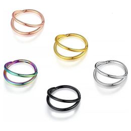 1PC Steel Nose Rings Septum Hoop Three Layers Nostril Piercing Jewelry 16G Tragus Cartilage Helix Earring For Women Men 240523