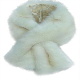 New Faux Fox Fur Bridal Shawl Fur Stick Wraps Marriage Shrug Coat Bride Winter Wedding Party Boleros Jacket Cloak Burgundy Black White 218D