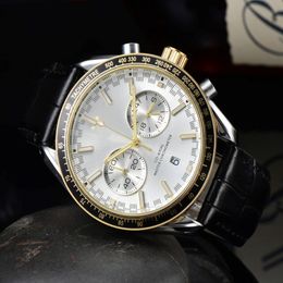 high quality Men Luxury Watch Five stitches All dials work Automatic Quartz watches European Top brand chronograph clock Fashion leathe 227D