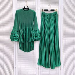 504 XL 2024 Spring Summer Two Pieces Sets Pants Black White Green Empire Long Sleeve Empire Long Skirt Flora Print bok