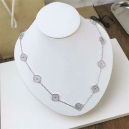 Collana con 10 motivi di trifoglio collane di diamanti designer di gioielli di lusso per donna conchiglia placcata in oro 18 carati argento 4/quadrifoglio collana gioielli di moda regalo di natale